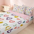 thumbnail image 3 of Erosebridal Kawaii Hearts Print Zipper Twin Comforter Sets with Fitted Sheet and 2 Pillowcases, Love Theme Zipper Bedding Set, Pink Reversible, 3 of 7
