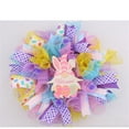 thumbnail image 4 of Easter Bunny Welcome Wreath with Colorful Ribbons and Mesh Perfect Spring Door Decoration for Home or Office, 4 of 9