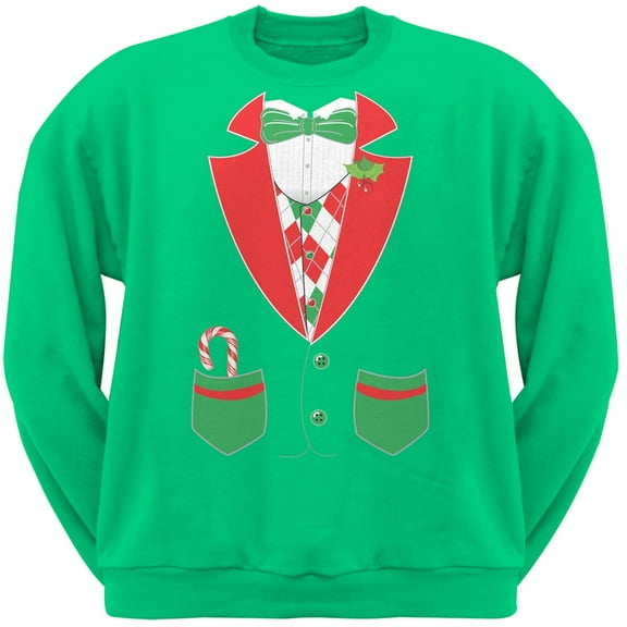 Christmas Tuxedo Costume Green Adult Sweatshirt - Small