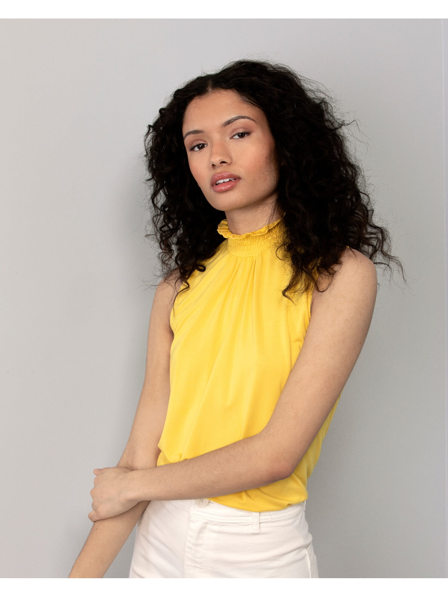 VINCE CAMUTO Womens Yellow Sleeveless Top XXS - Walmart.com