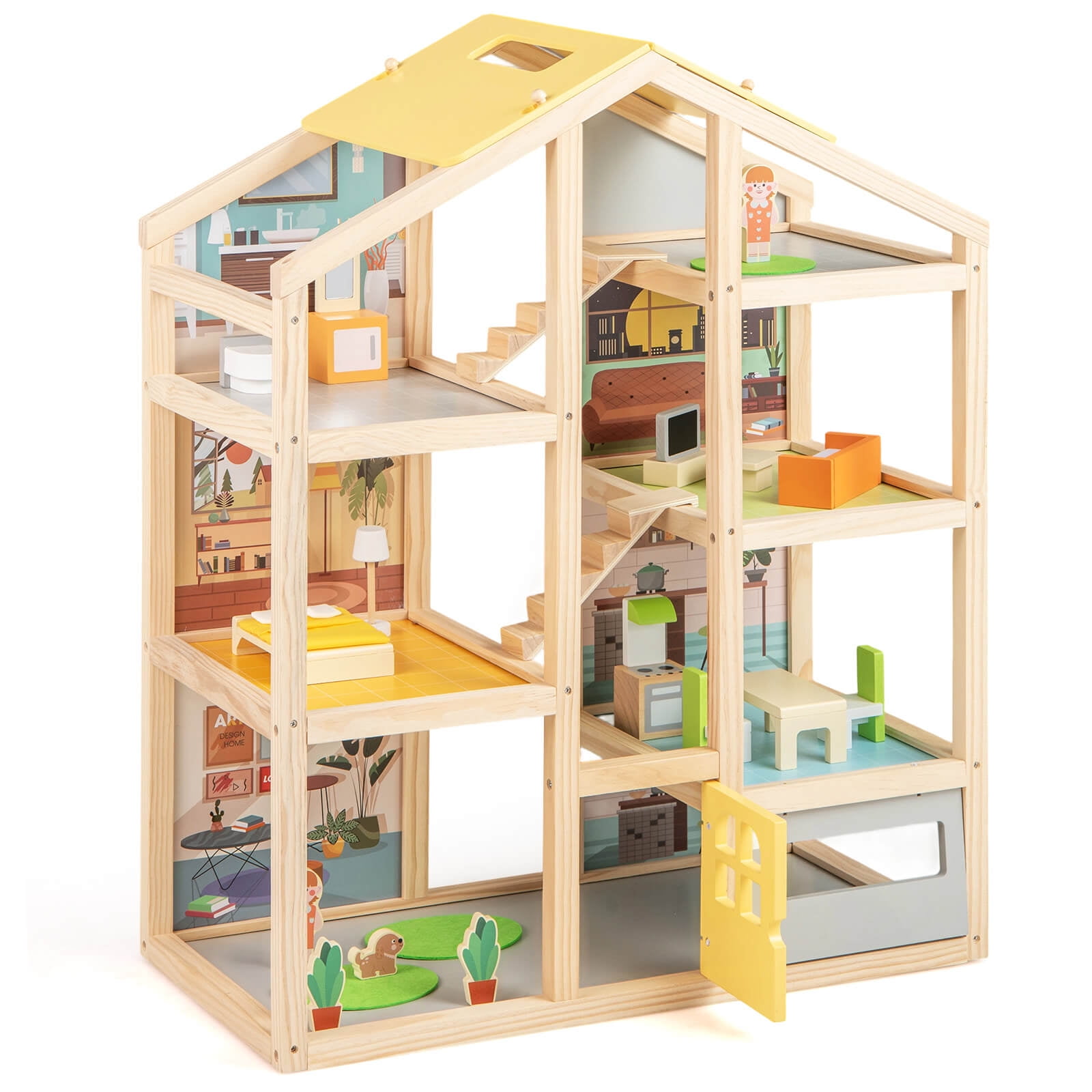 その他 Dollhouse KidKraft So Chic Wooden Dollhouse with Wheels and 46