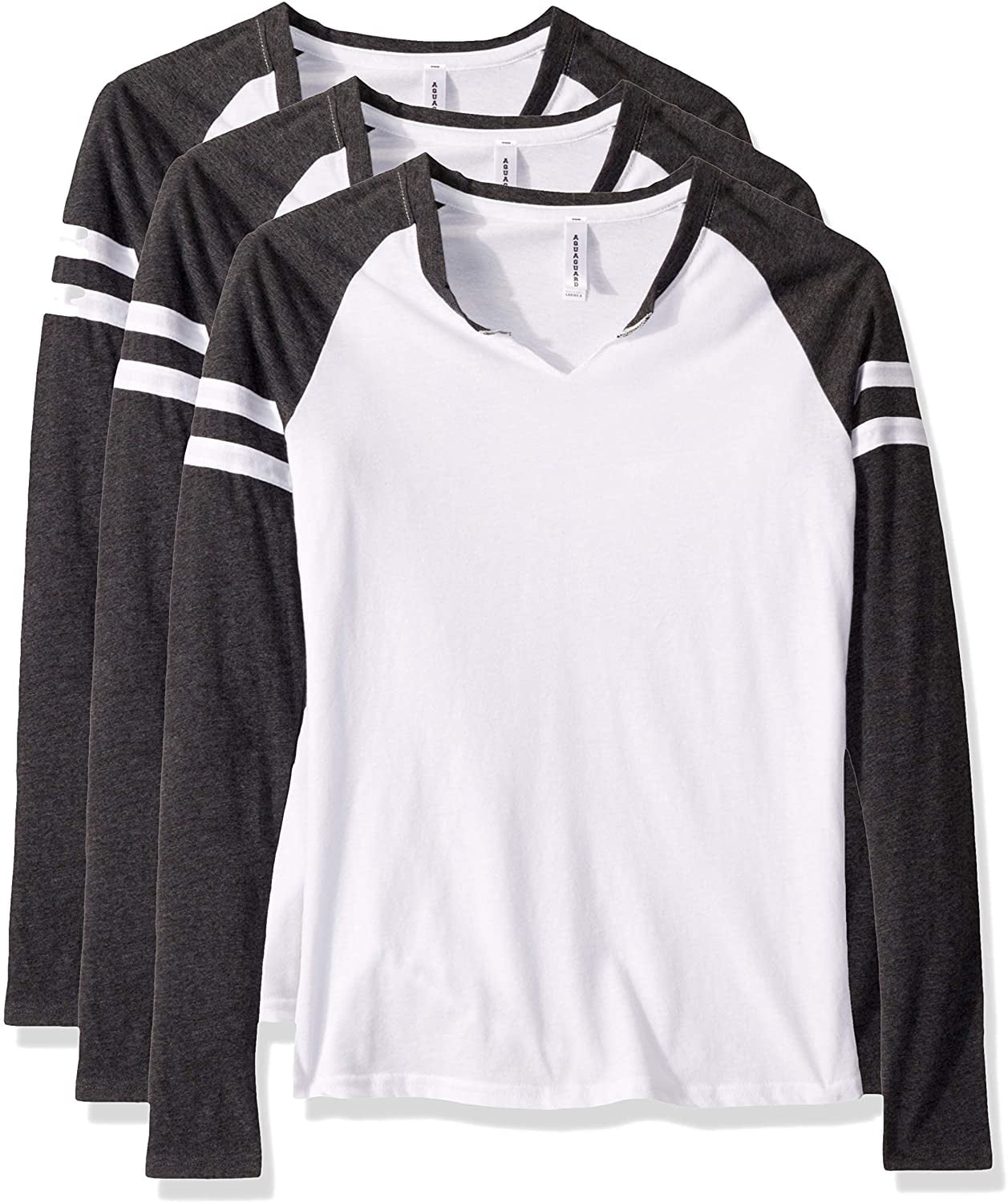 AquaGuard Womens Gameday Mash-up Long-Sleeve Fine Jersey T-Shirt-3 Pack