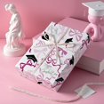thumbnail image 4 of RUSPEPA Graduation Wrapping Paper Roll for Girls, Mini Roll, Pink and Black Graduation Cap Design, Adorable Bow Gift Wrap Paper for Graduates' Graduation Party and Celebration, 17 Inches x 16.4 Feet, 4 of 7