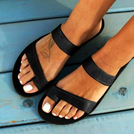 

KaLI_store Non Slip Shoes Cloud Slides for Women Men Double Buckle Adjustable Pillow Slippers Ultra Cushion Sandals Black Side 7.5