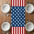 thumbnail image 4 of American Flag Table Runner 70 Inches Long, Blue Red USA Flag Cotton Linen Table Runners Dresser Scarves, Decorative Fabric Tabletop Scarf Furniture Cover for Home Dinner Party 13"x70", 4 of 8