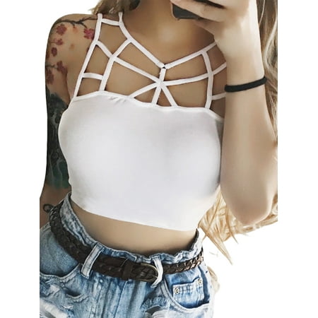 

Uerlsty Women Sexy Harness Bra Bralet Bustier Crop Tops Ladies Summer Strappy Cami Vest