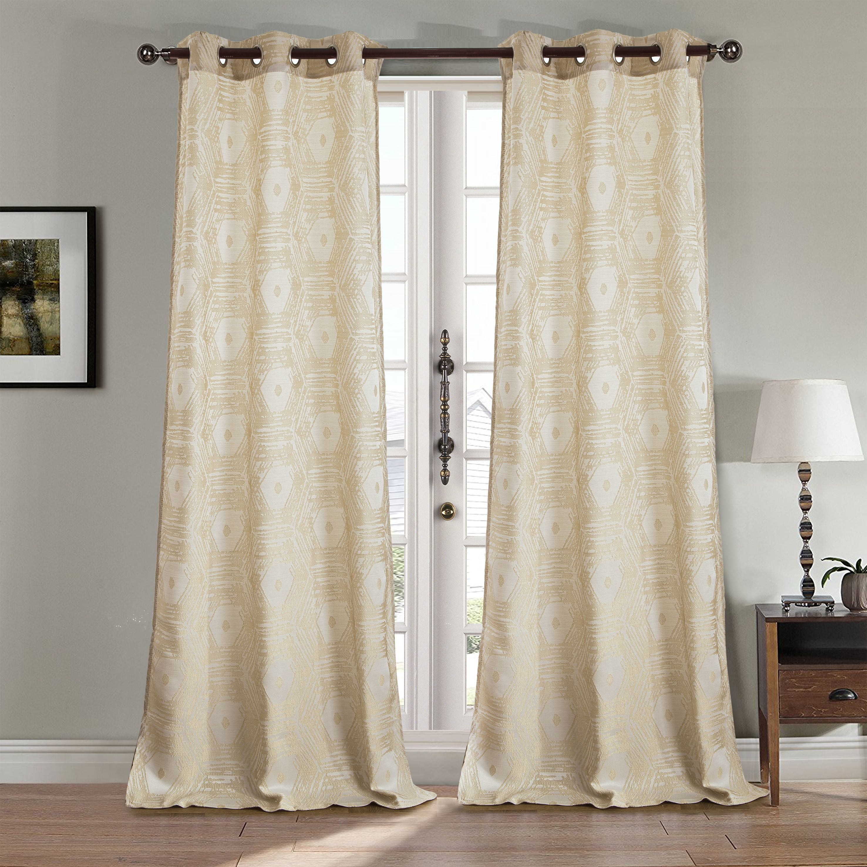 Harrington Jacquard 72 X 84 In Grommet Curtain Panel Pair Beige