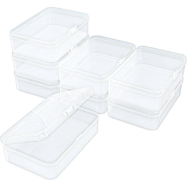 Rectangular Clear Plastic Storage Containers Box with Hinged Lid for Beads and Other Small Craft Items