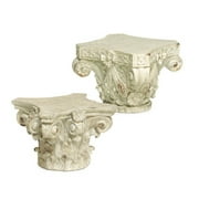 Angle View: Set of 2 Renaissance Ivory Roman Style Display Pedestals 9.5" - 10.5"