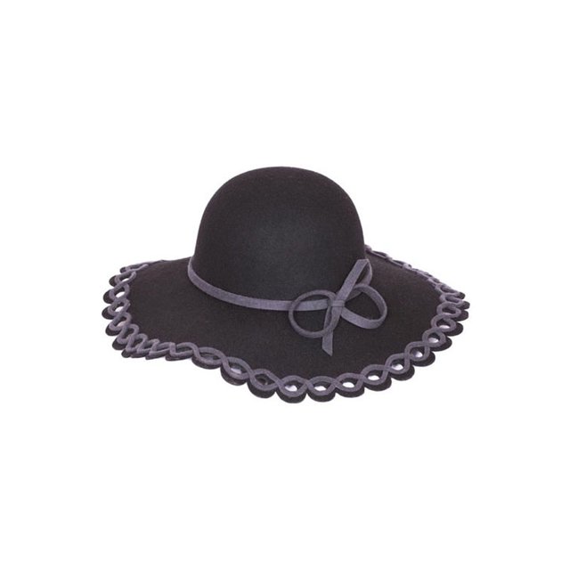 Sombrero de sol para mujer con volantes - Negro / Gris SS/Sophia Sombrero para el sol
