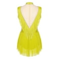 thumbnail image 4 of SiiRoh Girls Sparkly Tassel Latin Dance Leotards Gymnastics Ballet Figure Skating Bodysuit Dancewear Fluorescent Yellow 12, 4 of 6