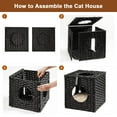 thumbnail image 3 of Mewoofun Cat Beds Hand-Woven Wicker Cat House for Indoor Cozy Cat Cave Hidewawy with Cushion,15.75x15.75x15.75 inches, 3 of 7