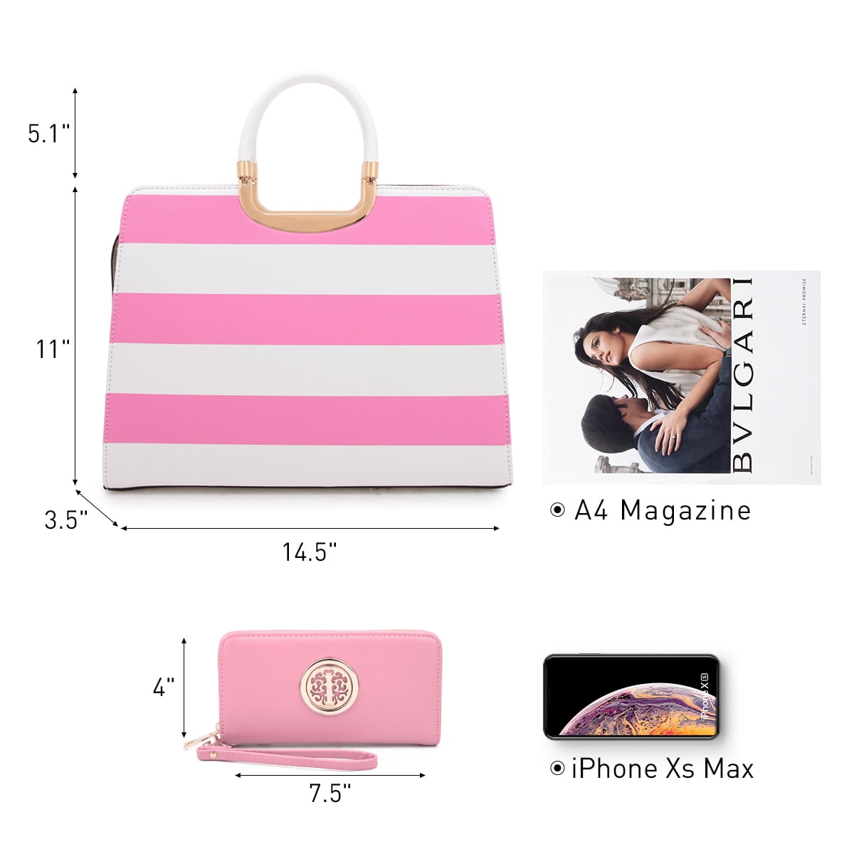Dasein Women Handbag Top Handle Shoulder Bag Tote Satchel Purse Work Bag with Matching Wallet
