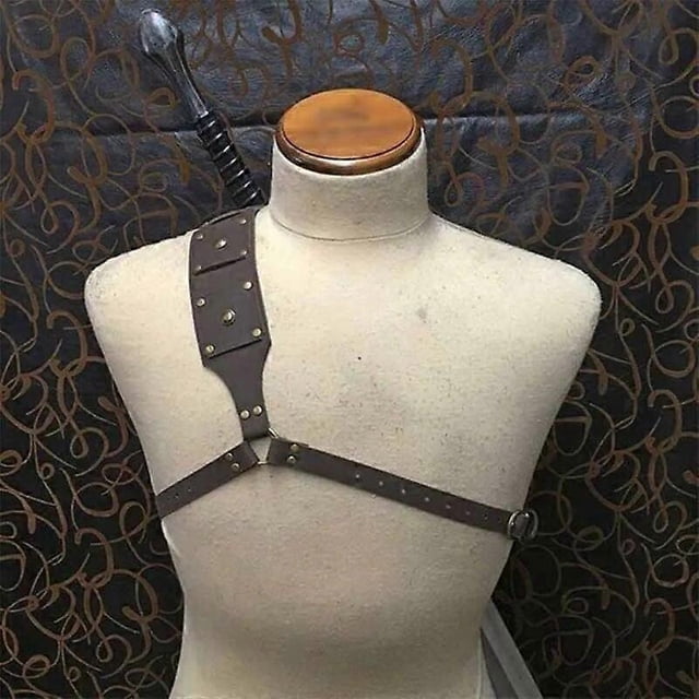 Retro Leather Adjustable Shoulder Back Sword Holder Medieval Armor Gothic Steampunk Halloween Costume Warrior Cosplay Accessory