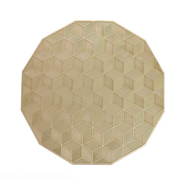 Gold Placemat for Dining Table 6Piece Hollow Square Pattern Table Mat