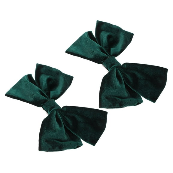 WRITWAA 2Pcs Clip Big Bowknot Hairpin Dark Green Hair Accessories for Women