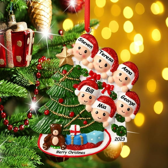 Personalized Christmas Ornaments, Family Names Pendant Ornaments for Christmas Tree Decoration Gifts, Family of 6
