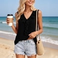thumbnail image 3 of Iyufng Women's V Neck Front Ruffle Sleeveless Tank Top Loose Solid Office Elegant Casual Blouse, 3 of 7
