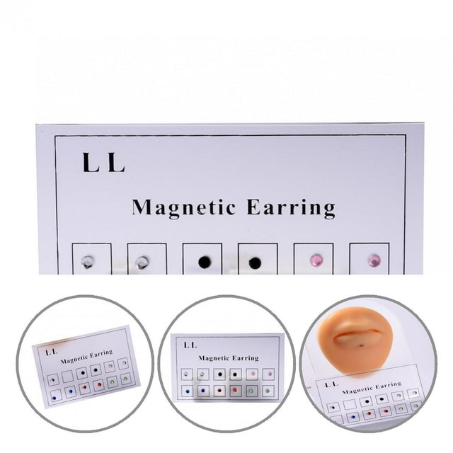 12Pcs/Set Magnetic Stud All Match Smooth Surface Non-Pierced Magnetic Rhinestone Fake Ear Stud for Women