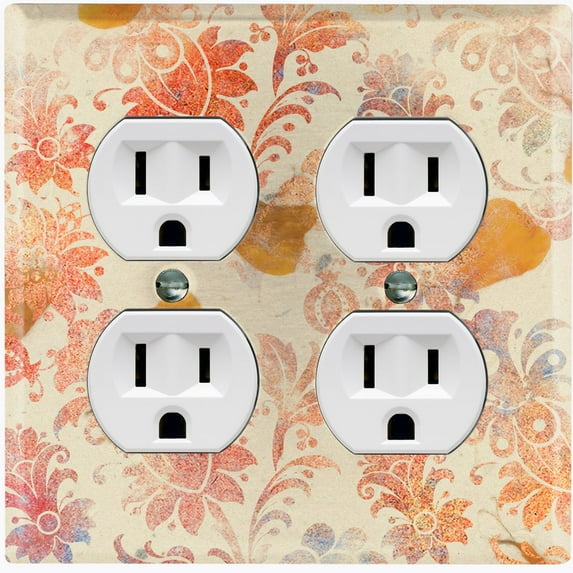 Metal Light Switch Plate Outlet Cover (Floral Wallpaper FLW001)