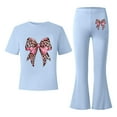 thumbnail image 5 of JIAYUE Outfit Sets For Girls Cartoon Print Short Sleeve Crew Neck Pullover T Shirt Flared Pants Elegant For Kids Casual Set, 5 of 5