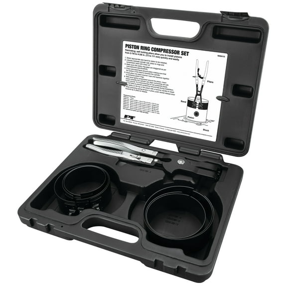 Performance Tool W89410 Piston Ring Compressor Set - Easy Installation of Piston Rings for Most Cars and Trucks - SAE and Metric - 12 Sizes Included
