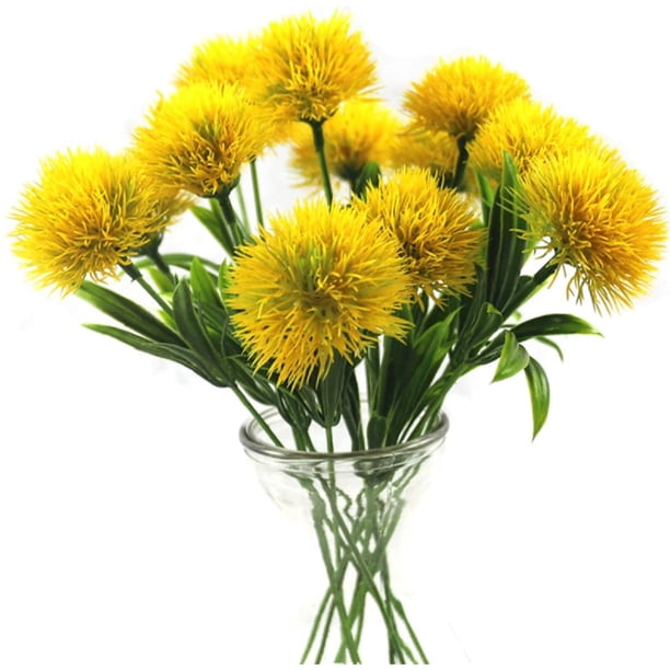 Paquete de 10 flores artificiales de diente de león, ramo de plantas, flores de plástico para decoración del hogar/decoración de boda-amarillo Ormromra CZJJ-HQ40-3