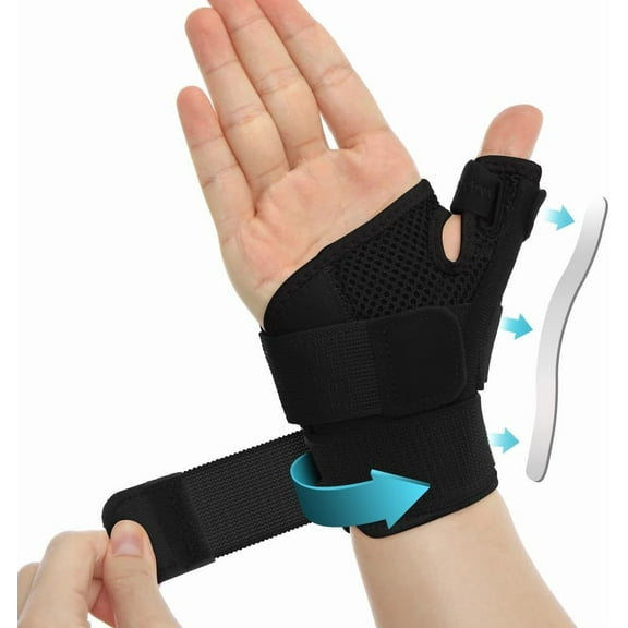 Thumb Splint with Wrist Brace - Thumb Support Brace for Wrist Hand Thumb Stabilizer Fits Both Right Left Hand for Men and Women, Black