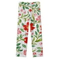 thumbnail image 4 of Red Floral White Background Pattern Design Winter Female Pants Flannel High Waist Women Pants Lady Warm Straight Leg Plush Trousers, 4 of 7