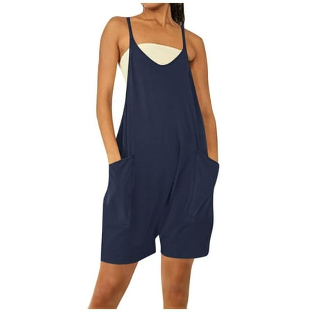 

Strungten Jumpsuits For Women Summer Casual Sleeveless Loose Rompers Women s Fashion Comfy Overalls Pants Shorts plus size jumpsuits for women