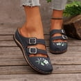 thumbnail image 4 of LTTVQM Orthopedic Sandals for Women Close Toe Arch Support Walking Slippers Slip On Floral Wide Width Sandals for Women Anti-Slip Breathable Sandal Summer Flat Sandals Navy 37(US-6.5), 4 of 8