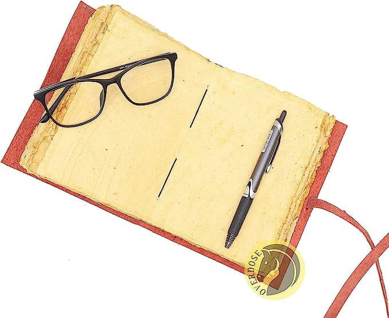 OVERDOSE Deckle Red Leather Journal - Vintage Travel Journal for Men & Women Sketch Writing Diary Sketchbook Book of Shadows Handmade Vintage Deckle Edge Paper - 6 x 8 inches | 15 x 20 cm | A5