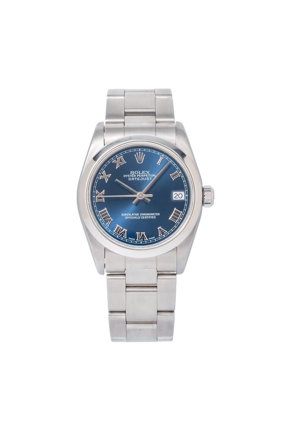 Pre-Owned Rolex Datejust 31MM 78240 Blue Roman Dial Smooth Bezel Stainless Steel Oyster Bracelet