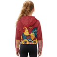 thumbnail image 6 of Chaqlin Sunflower Rooster Print Girls Long Sleeve Sweatshirt with Pocket Half Zipper Pullover Trendy Comfy Top for Autumn Winter Sports Size 11-12, 6 of 7
