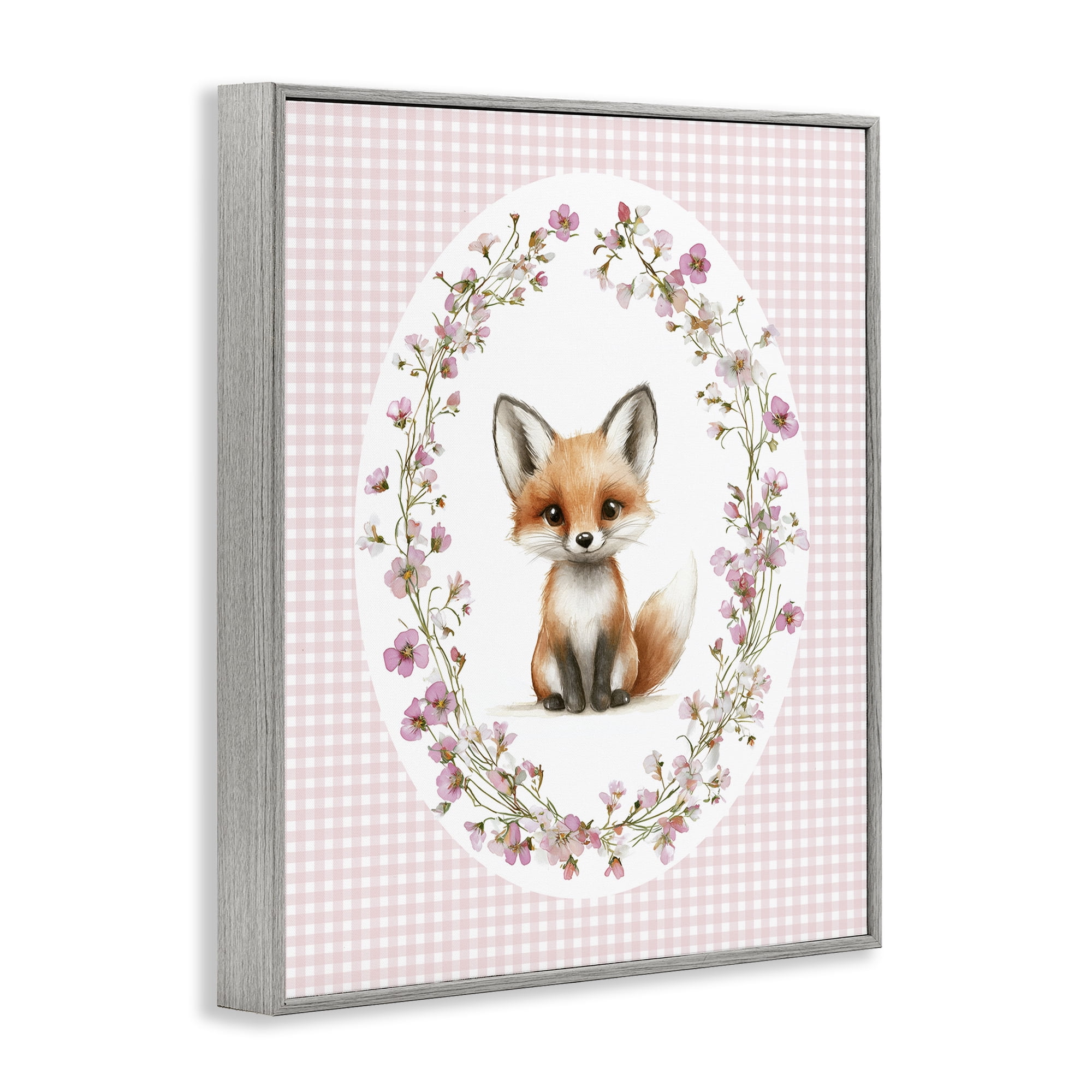 Stupell Industries Fox with Cherry Blossoms Gray Framed Giclee Art, design by Christine Simpson Art