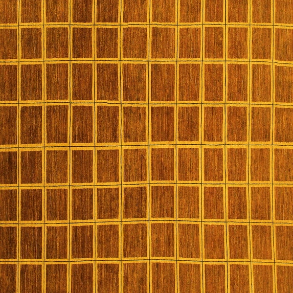 Ahgly Company Indoor Square Checkered Yellow Modern Area Rugs, 8' Square
