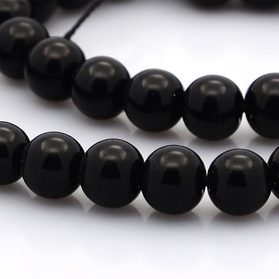 1Strand Round Glass Beads Strands Black 8mm Hole: 0.8mm about 54pcs/strand 15.7 inch