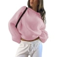 thumbnail image 3 of Suéter Holgado de Cuello Redondo y Larga Abullonada para Mujer. Rosa L, 3 of 7