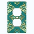 thumbnail image 2 of Metal Light Switch Plate Cover Elegant Green Yellow Damask DAM088, 2 of 13