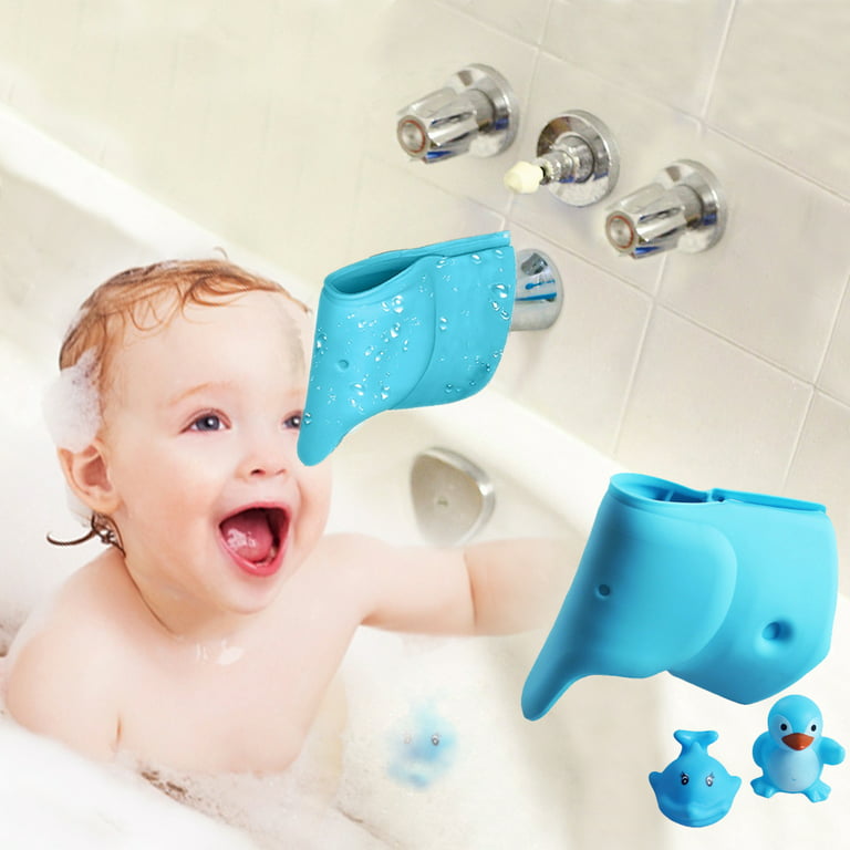 Bath Spout Cover - Faucet Cover Baby - Tub Spout Cover Bathtub Faucet Cover  for Kids -Tub Faucet Protector for Baby - Silicone Spout Cover Blue  Elephant - Kids Bathroom Accessories 