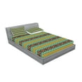 thumbnail image 2 of Ambesonne Retro Fitted Sheet & Pillow Sham Set, Tribal Art Pattern, Queen, Brown Marigold Turquoise, 2 of 2