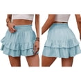 thumbnail image 3 of Women'S High Waist Ruffle Mini Skirt Tiered Short Skirt with Shorts Underneath L, 3 of 6