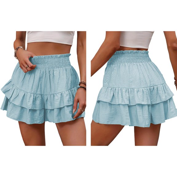 Women'S High Waist Ruffle Mini Skirt Tiered Short Skirt with Shorts Underneath M