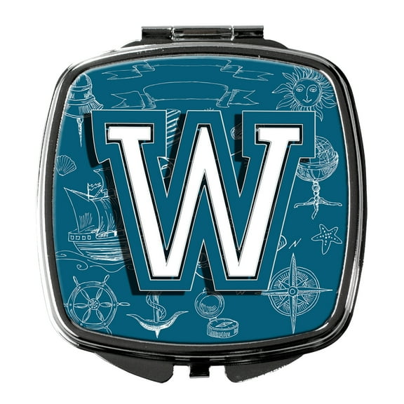 Letter W Sea Doodles Initial Alphabet Compact Mirror