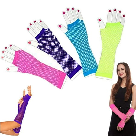 Dazzling Toys Assorted Fingerless Diva Fishnet Wrist Gloves - Long (12 Pack)