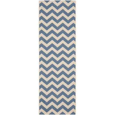 Safavieh Courtyard Bailey Chevron Indoor/Outdoor Runner Rug Blue/Beige 2 3 x 12