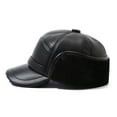thumbnail image 4 of Men Winter Baseball Caps With Foldable Earflaps Warm Hats Dome Artificial Leather 58cm Curved Brim Ear Protection ,Classic Vintage, 4 of 7