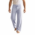 thumbnail image 4 of PNTUTB Wide Leg Pants for Men Solid Color Drawstring Trousers Casual Loose Comfortable Trendy Lounge Workout Yoga Sporty Pants, 4 of 7