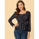 thumbnail image 3 of Blusa Floral Allegra K de Manga Larga Cuello Cuadrado Peplum Para Mujer Con Cinturón M, 3 of 6