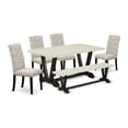 thumbnail image 2 of East West Furniture V-Style 6-piece Wood Dinette Set in White and Black, 2 of 6